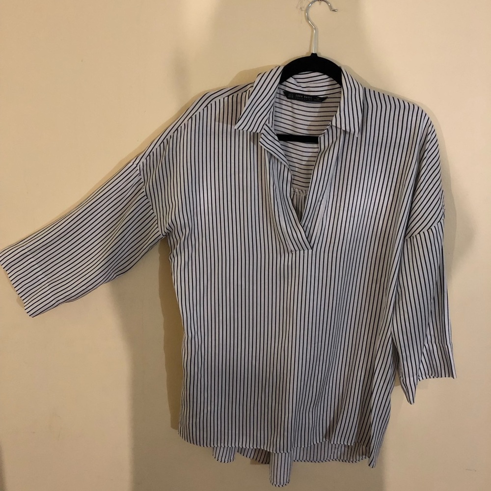 Zara striped black and white loose top